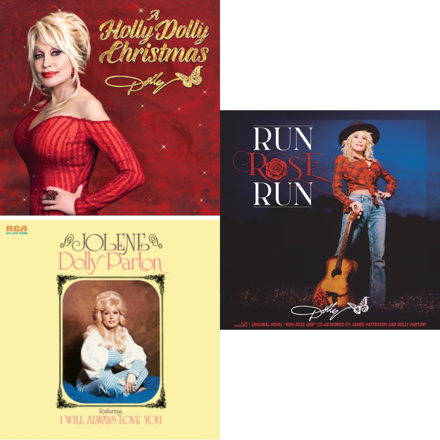 Dolly Parton - Holly Dolly Christmas (Ultimate Deluxe Edition) & Jolene (140G/Dl Insert) & Run Rose Run - LP Vinyl Bundle