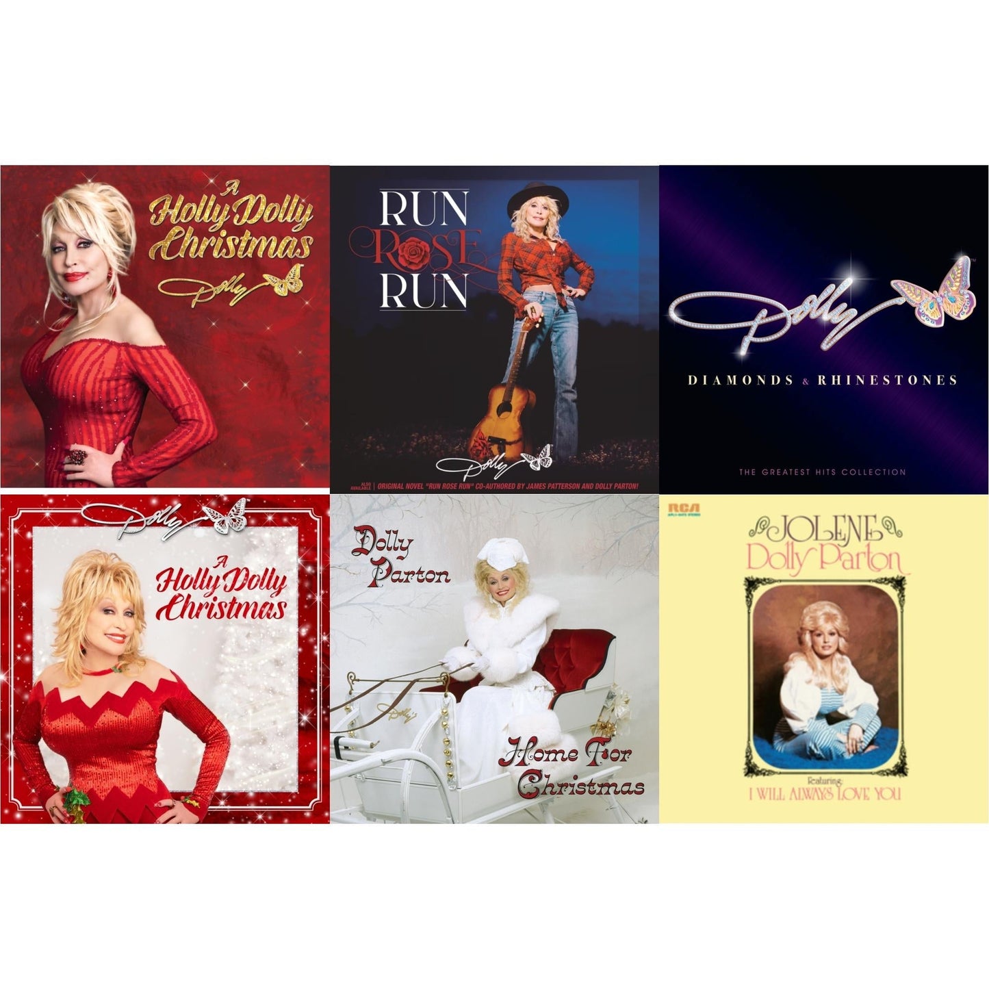 Dolly Parton - Holly Dolly Christmas (Ultimate Deluxe Edition) & Holly Dolly Christmas (Opaque Red LP Vinyl) & Jolene (140G/Dl Insert) & Run Rose Run & Home For Christmas (140G) & Diamonds & Rhinestones: The Greatest Hits Collection (2LP)