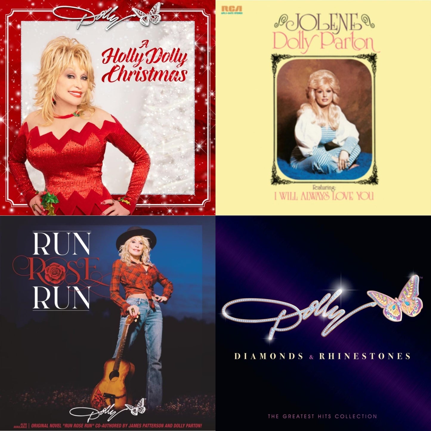 Dolly Parton - Holly Dolly Christmas (Opaque Red LP Vinyl) & Jolene (140G/Dl Insert) & Run Rose Run & Diamonds & Rhinestones: The Greatest Hits Collection (2LP)