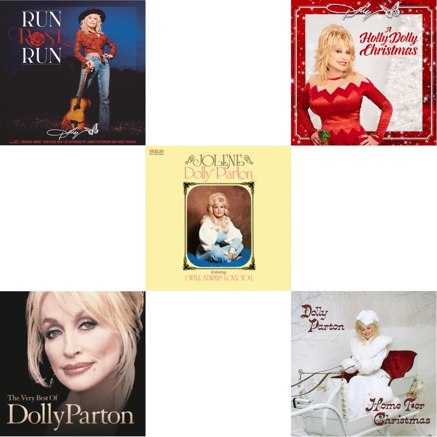 Dolly Parton - Holly Dolly Christmas (Opaque Red LP Vinyl) & Jolene (140G/Dl Insert) & Run Rose Run & Very Best Of Dolly Parton (2LP) & Home For Christmas (140G)
