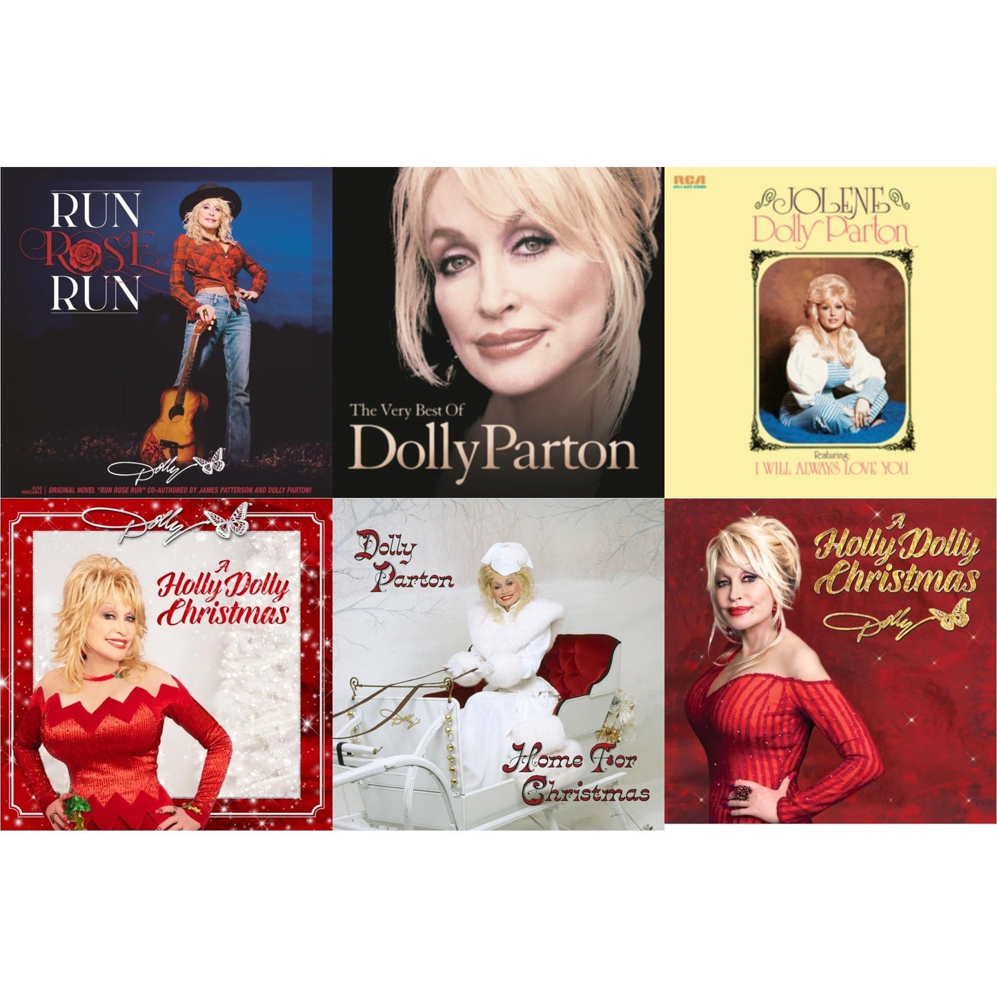 Dolly Parton - Holly Dolly Christmas (Ultimate Deluxe Edition) & Holly Dolly Christmas (Opaque Red LP Vinyl) & Jolene (140G/Dl Insert) & Run Rose Run & Very Best Of Dolly Parton (2LP) & Home For Christmas (140G)