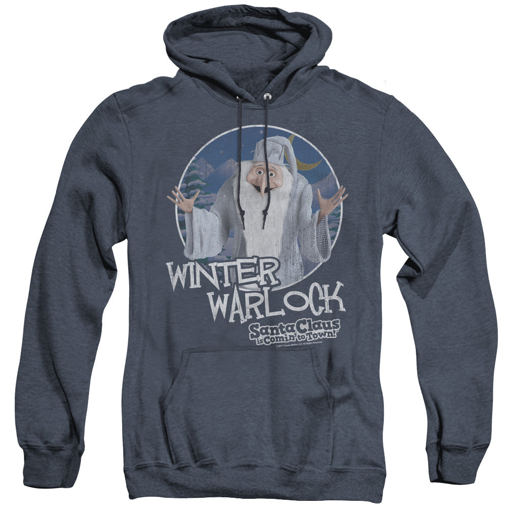 Santa Claus Is Comin To Town Winter Warlock Heather Mens Hoodie Navy Officially Licensed