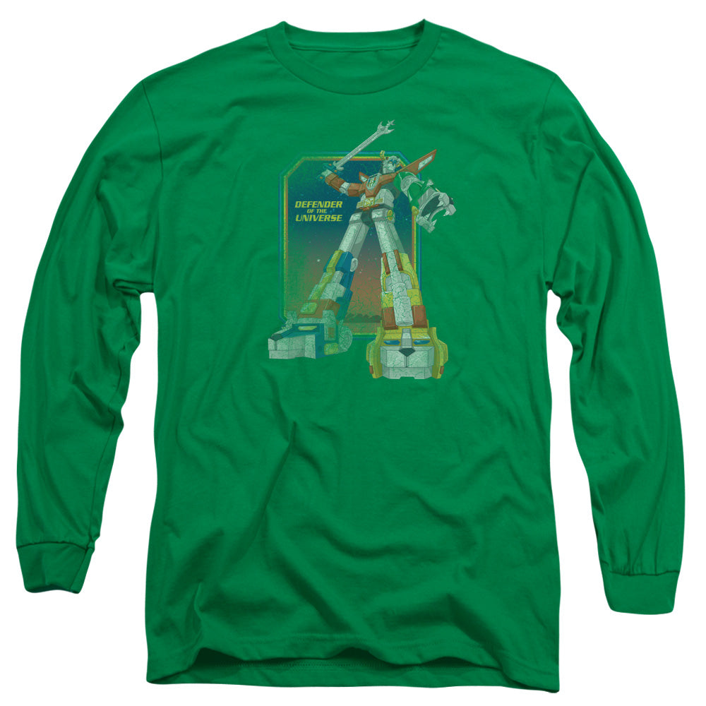Voltron Distressed Defender Mens Long Sleeve Shirt Kelly Green Officially Licensed