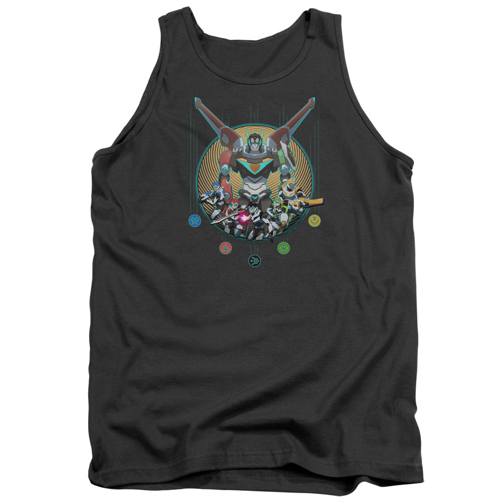Voltron Assemble Mens Tank Top Shirt Charcoal Officially Licensed