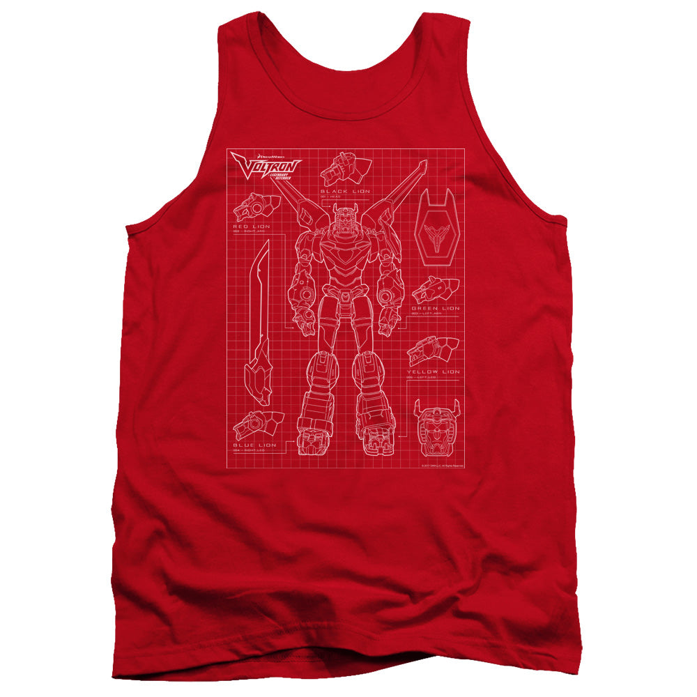 Voltron Voltron Schematic Mens Tank Top Shirt Red Officially Licensed