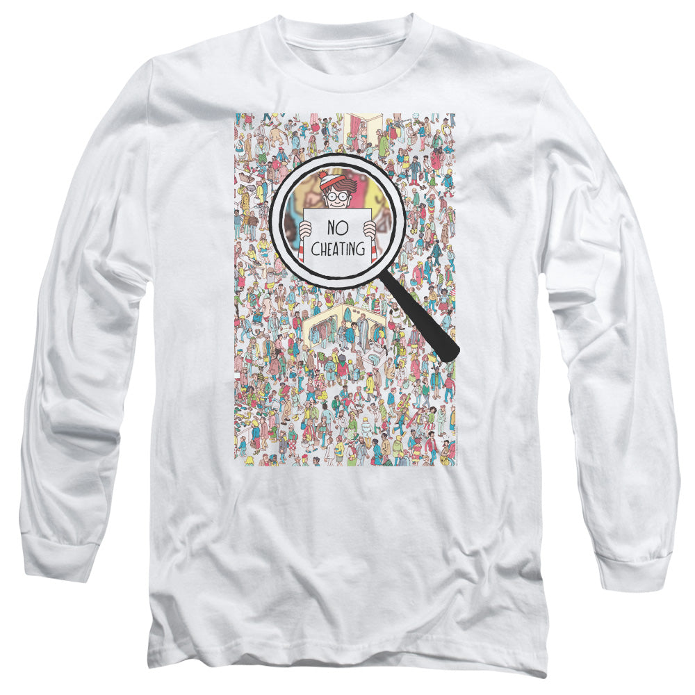 Wheres Waldo No Cheating Mens Long Sleeve Shirt White Officially Licensed