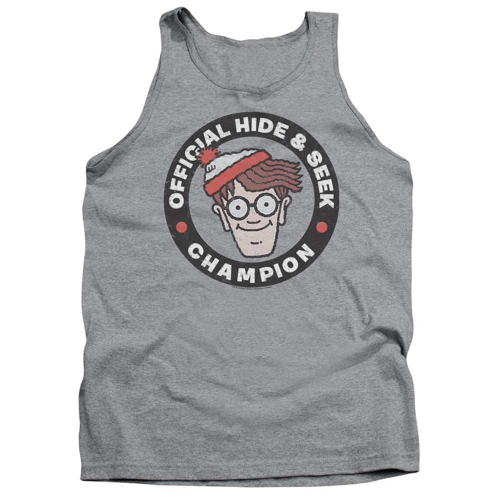 Wheres Waldo Champion Mens Tank Top Shirt Athletic Heather Officially Licensed