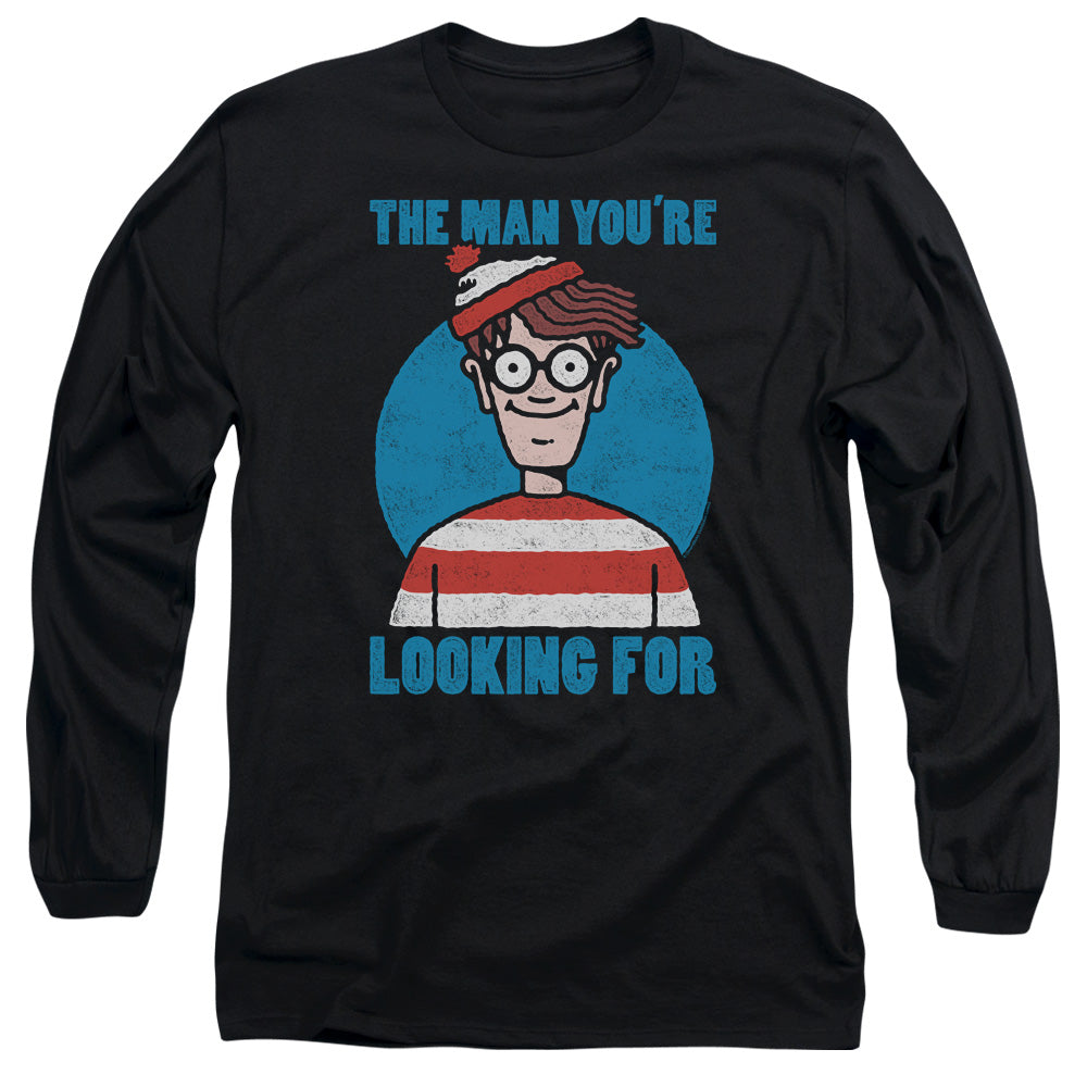 Wheres Waldo Looking For Me Mens Long Sleeve Shirt Black Officially Licensed