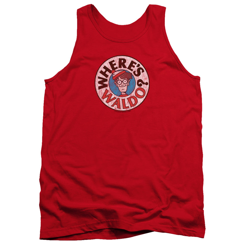 Wheres Waldo Waldo Logo Mens Tank Top Shirt Red Officially Licensed