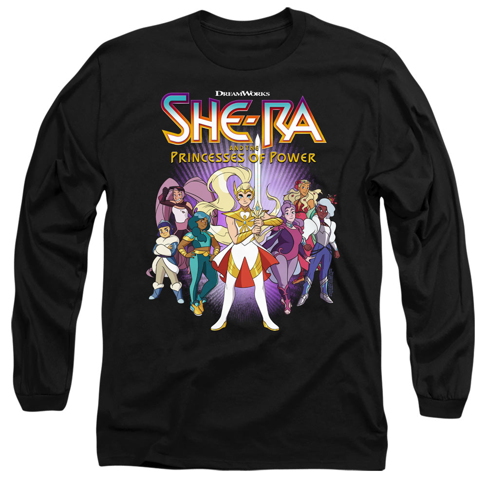 She-Ra Hero Huddle Mens Long Sleeve Shirt Black Officially Licensed