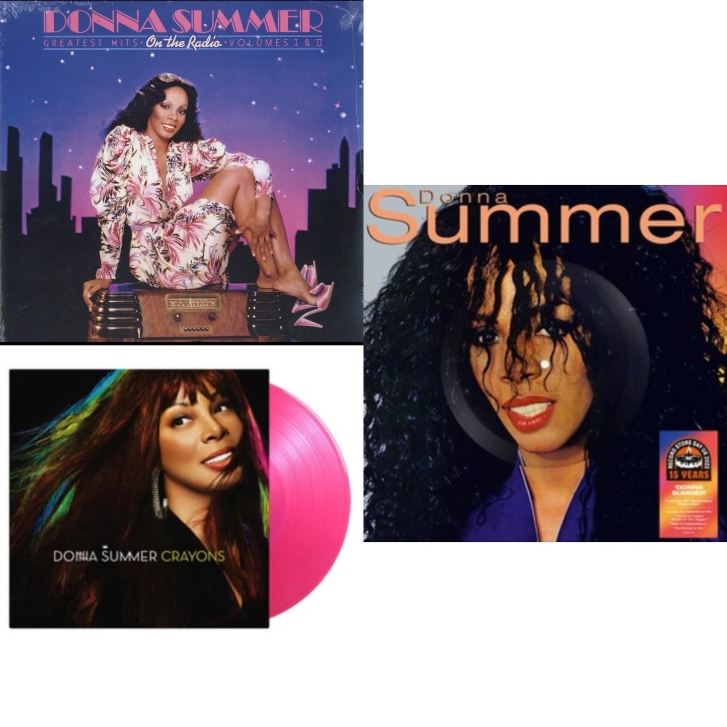 Donna Summer - On The Radio: Greatest Hits Vol. I & Ii (2LP/1 Pink 1 Lavender) & Donna Summer (40Th Anniversary/Picture Disc) & Crayons (Translucent Pink LP Vinyl/180G)