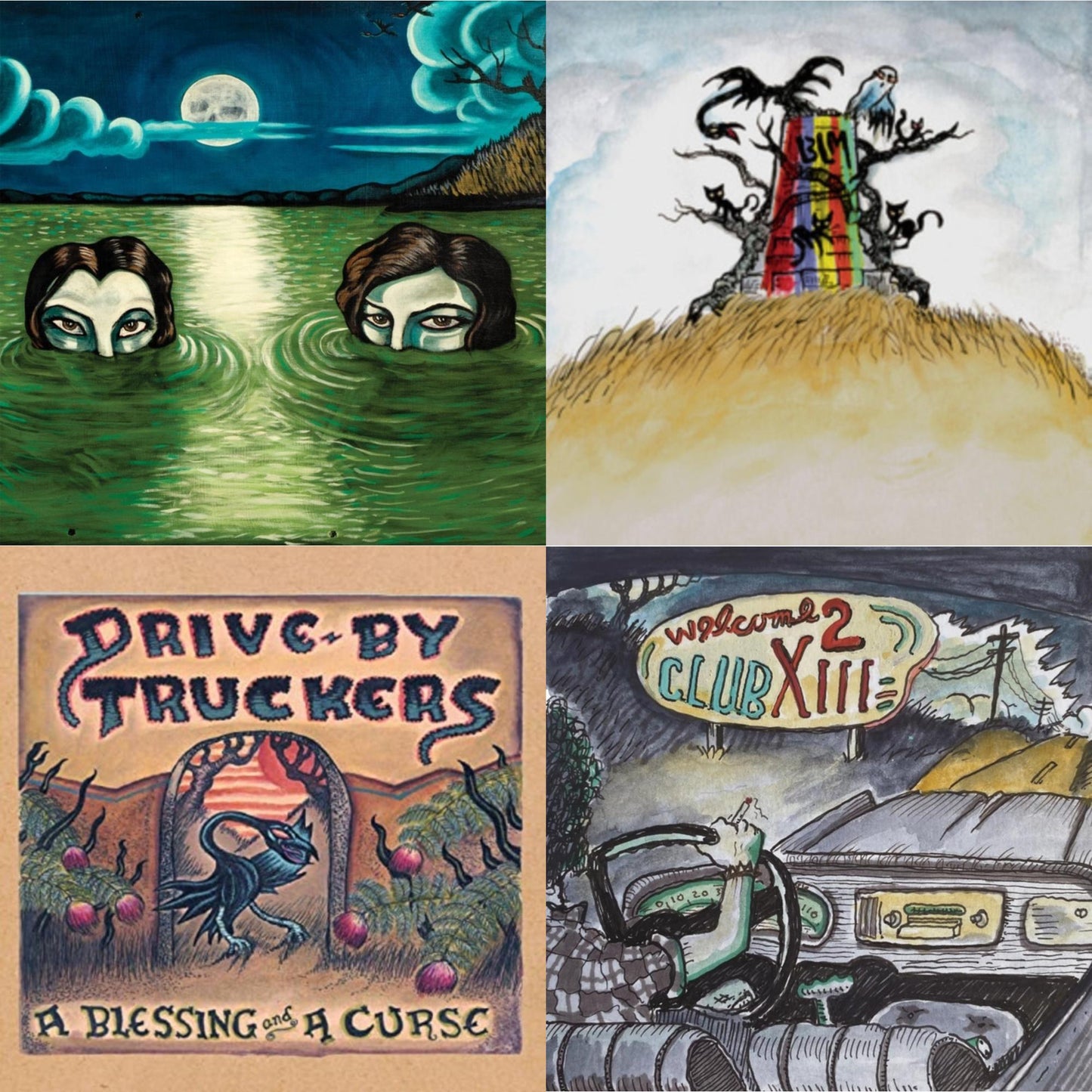 Drive-By Truckers - Blessing & A Curse (Clear With Purple Splatter LP Vinyl/Limited Edition/180G) & New Ok (Red LP Vinyl) & Welcome 2 Club Xiii & English Oceans (10-Year Edition) (2LP/Sea-Glass Blue W/ D-Side Etching)
