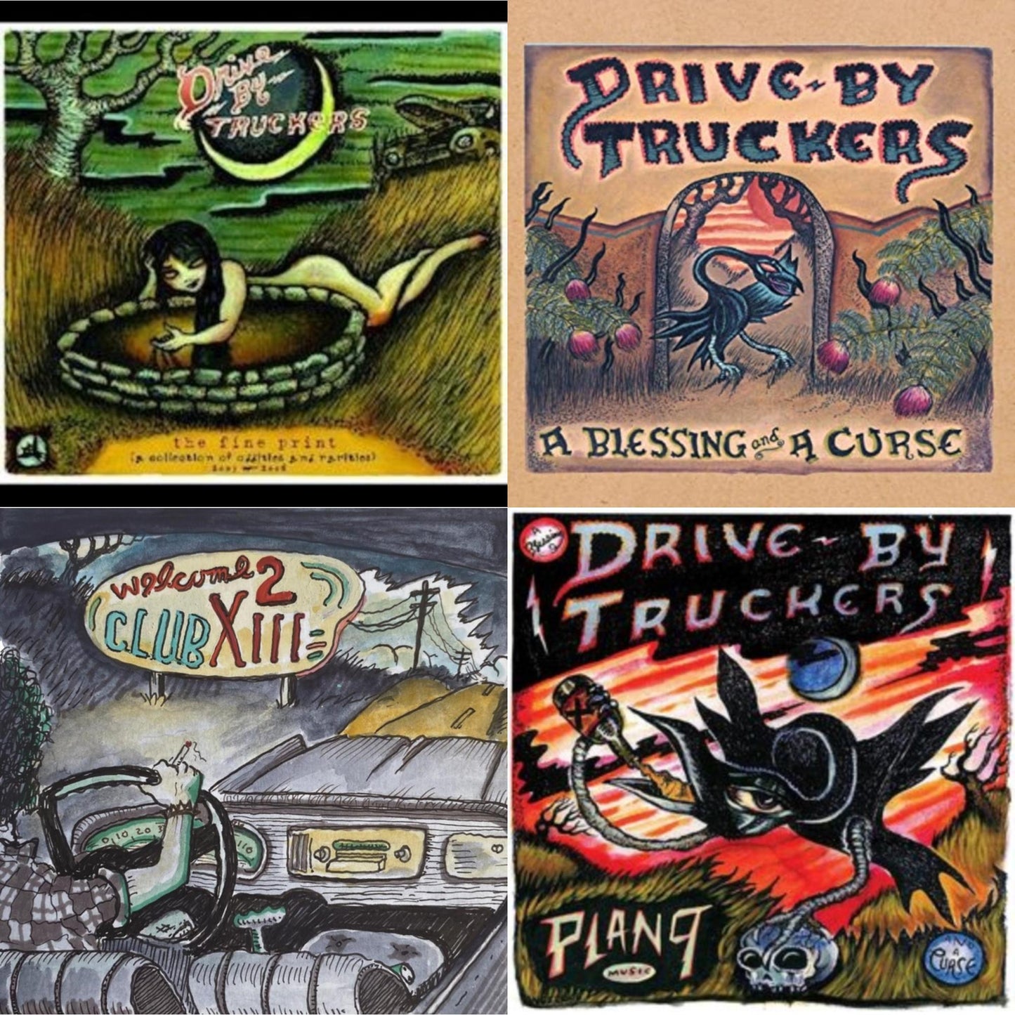 Drive-By Truckers - Fine Print (Clear With Green Splatter Vinyl/Limited Edition/2LP/180G) & Blessing & A Curse (Clear With Purple Splatter LP Vinyl/Limited Edition/180G) & Welcome 2 Club Xiii & Plan 9 Records July 13, 2006 (3LP)