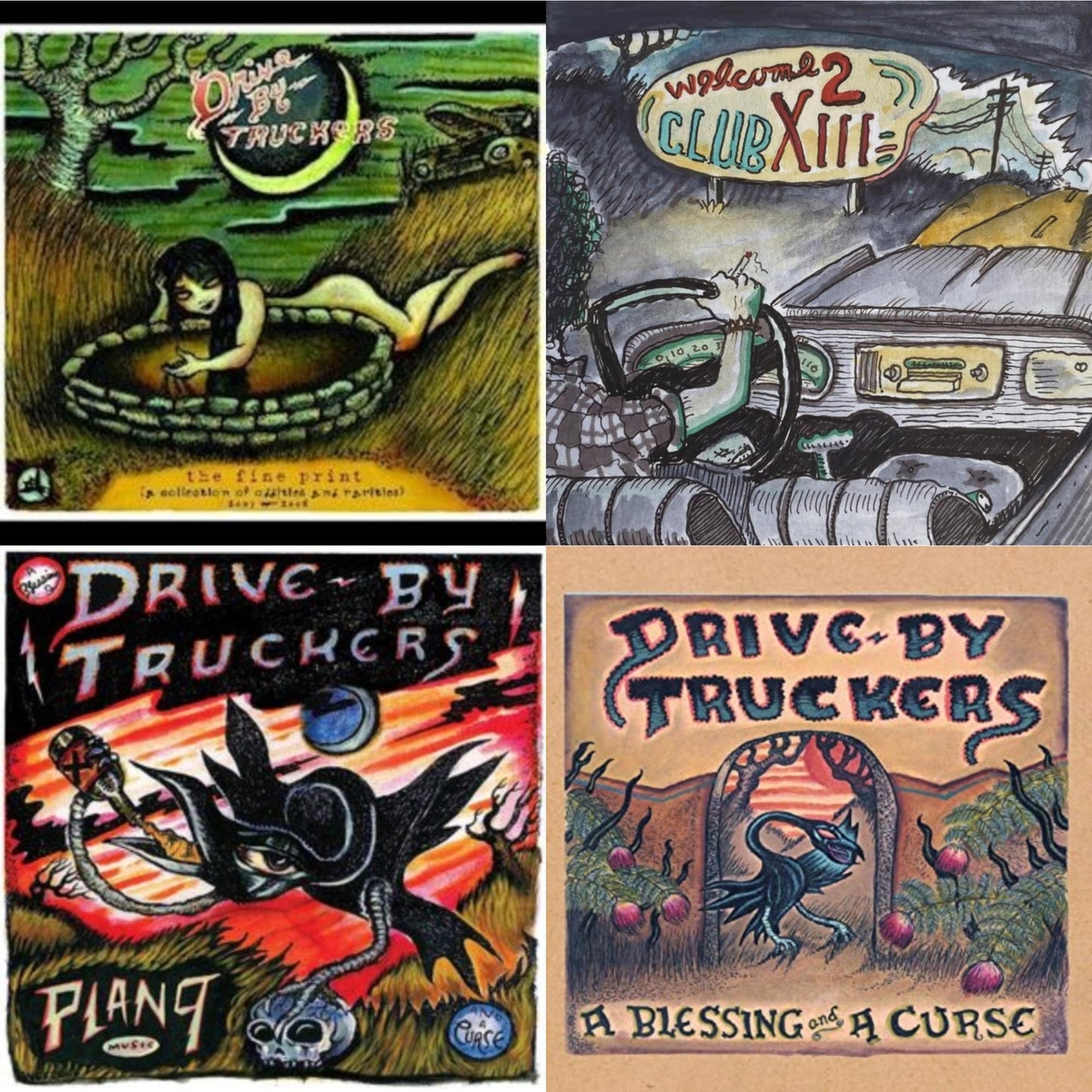 Drive-By Truckers - Fine Print (Clear With Green Splatter Vinyl/Limited Edition/2LP/180G) & Welcome 2 Club Xiii & Plan 9 Records July 13, 2006 (3LP) & Blessing & A Curse (Clear With Purple Splatter LP Vinyl/Limited Edition/180G)