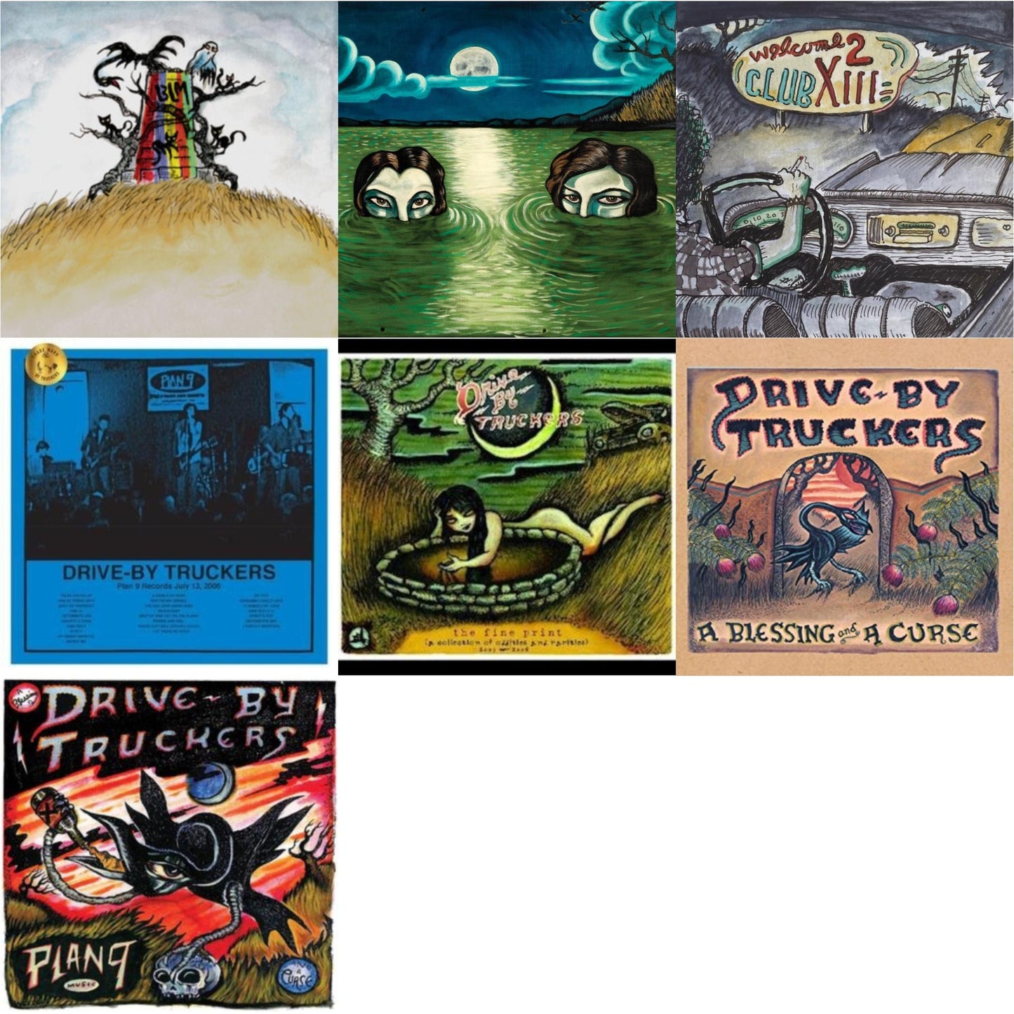 Drive-By Truckers - New Ok (Red LP Vinyl) & English Oceans (10-Year Edition) (2LP/Sea-Glass Blue W/ D-Side Etching) & Welcome 2 Club Xiii & Plan 9 Records July 13, 2006 (3LP) & Fine Print (Clear With Green Splatter Vinyl/Limited Edition/2LP/180G) &