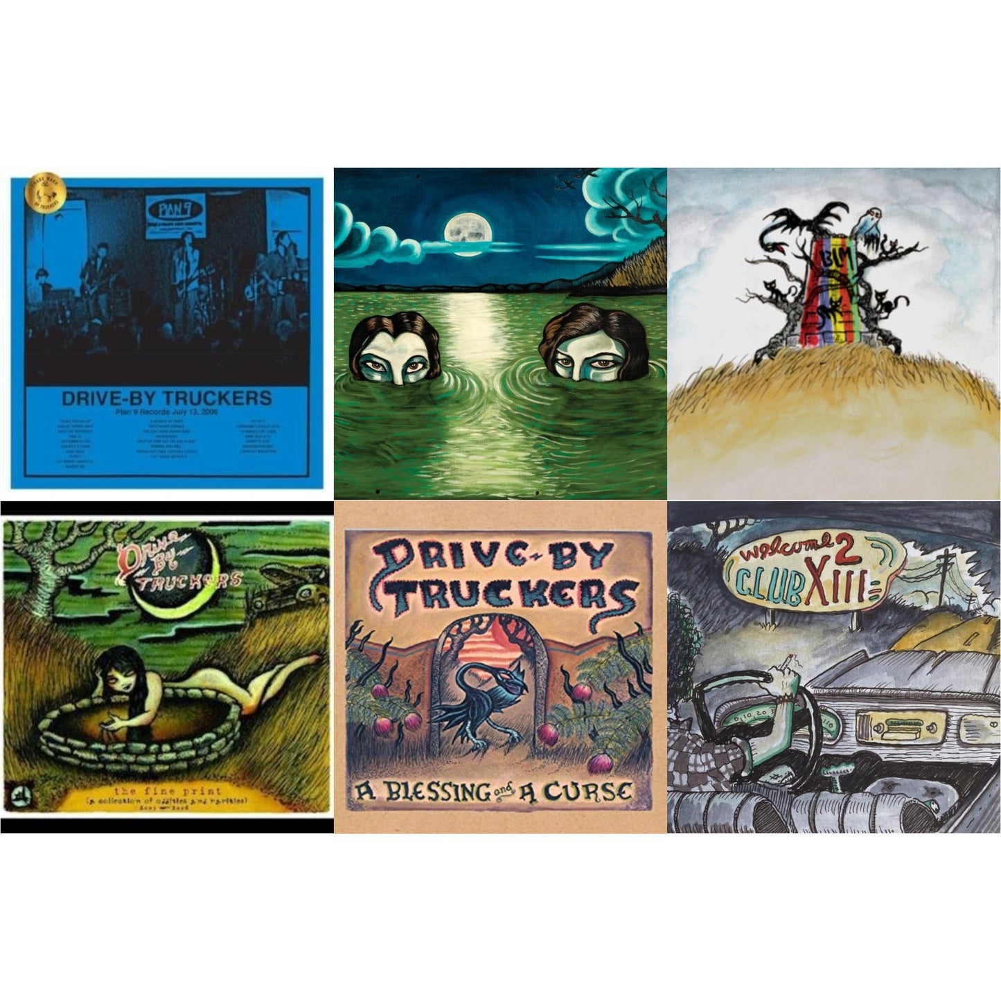 Drive-By Truckers - Plan 9 Records July 13, 2006 (3LP) & English Oceans (10-Year Edition) (2LP/Sea-Glass Blue W/ D-Side Etching) & New Ok (Red LP Vinyl) & Fine Print (Clear With Green Splatter Vinyl/Limited Edition/2LP/180G) & Blessing & A Curse