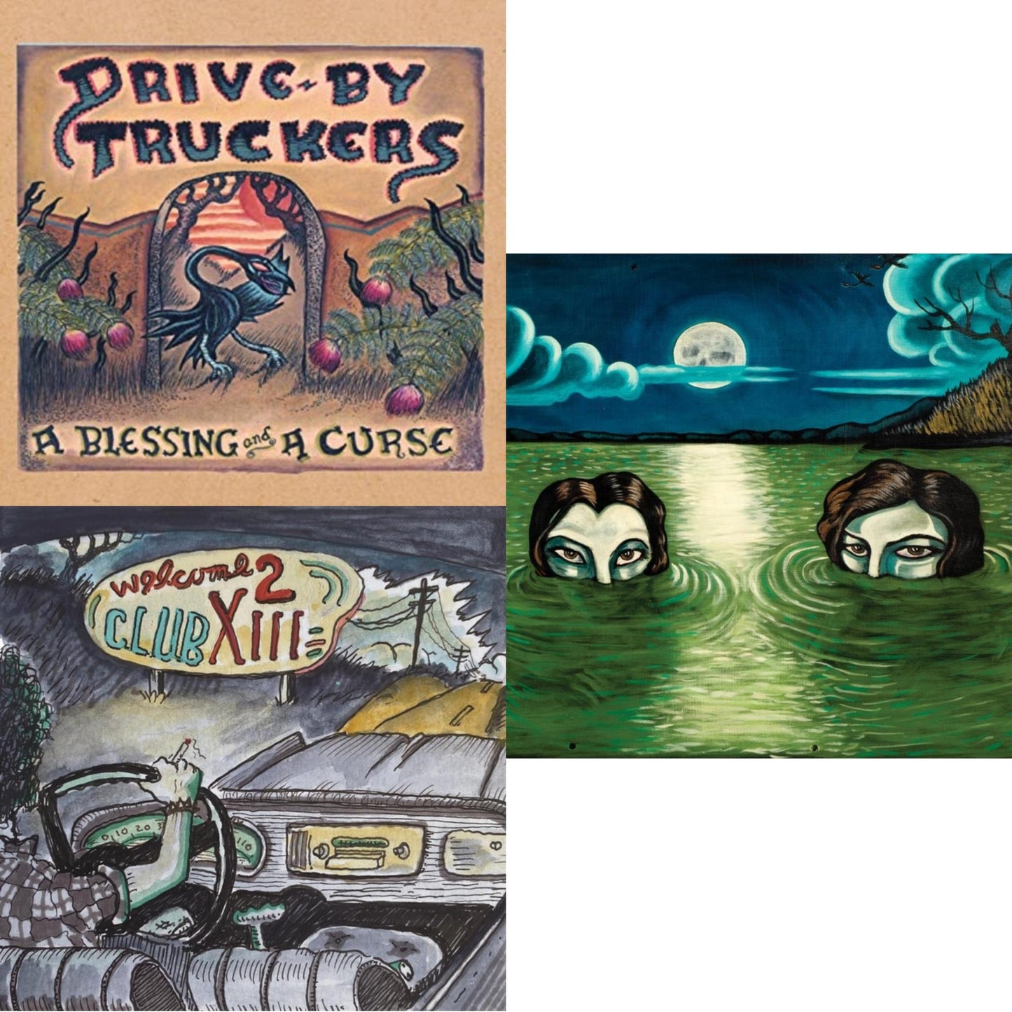 Drive-By Truckers - Blessing & A Curse (Clear With Purple Splatter LP Vinyl/Limited Edition/180G) & Welcome 2 Club Xiii & English Oceans (10-Year Edition) (2LP/Sea-Glass Blue W/ D-Side Etching)