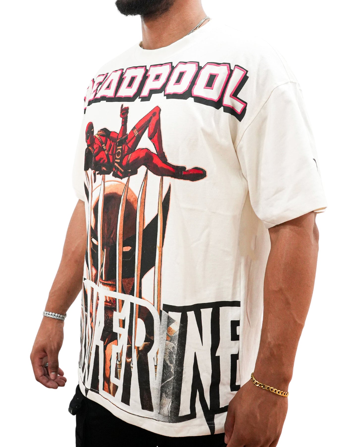 Deadpool x Wolverine - Mutant Merc Madness Oversized White Mens T Shirt