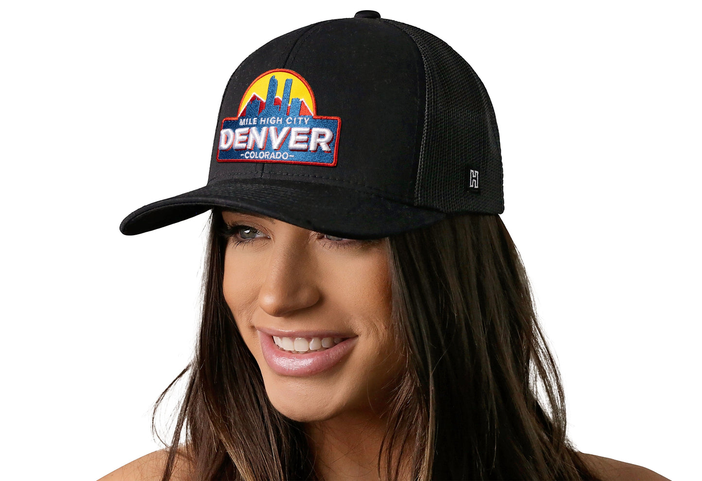 Denver Mile High City Trucker Hat | Black Cityscape Snapback