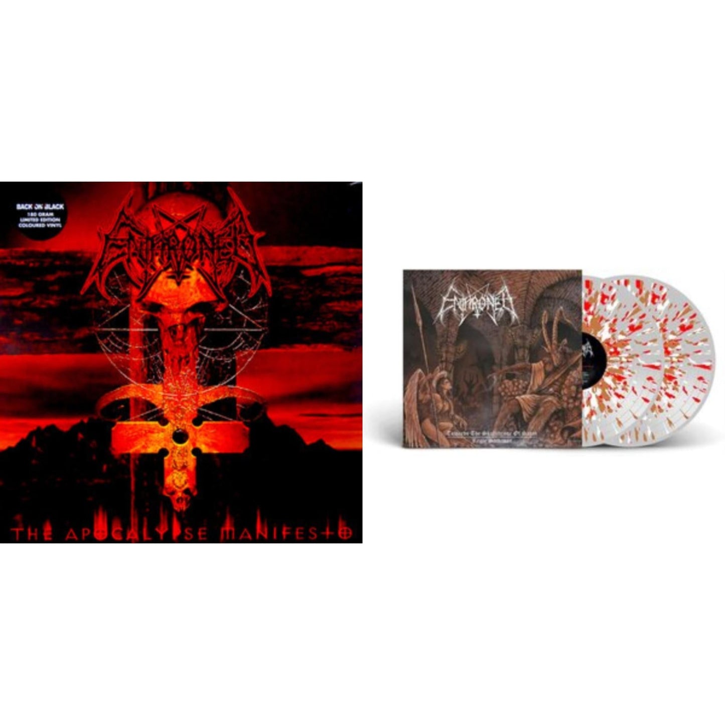 Enthroned - Apocolypse Manifesto (Clear LP Vinyl With Red/Orange/Grey Splatter LP Vinyl) & Towards The Skullthrone / Regie Sathanas (Clear LP Vinyl With Brown/Red/White Splatter LP Vinyl)