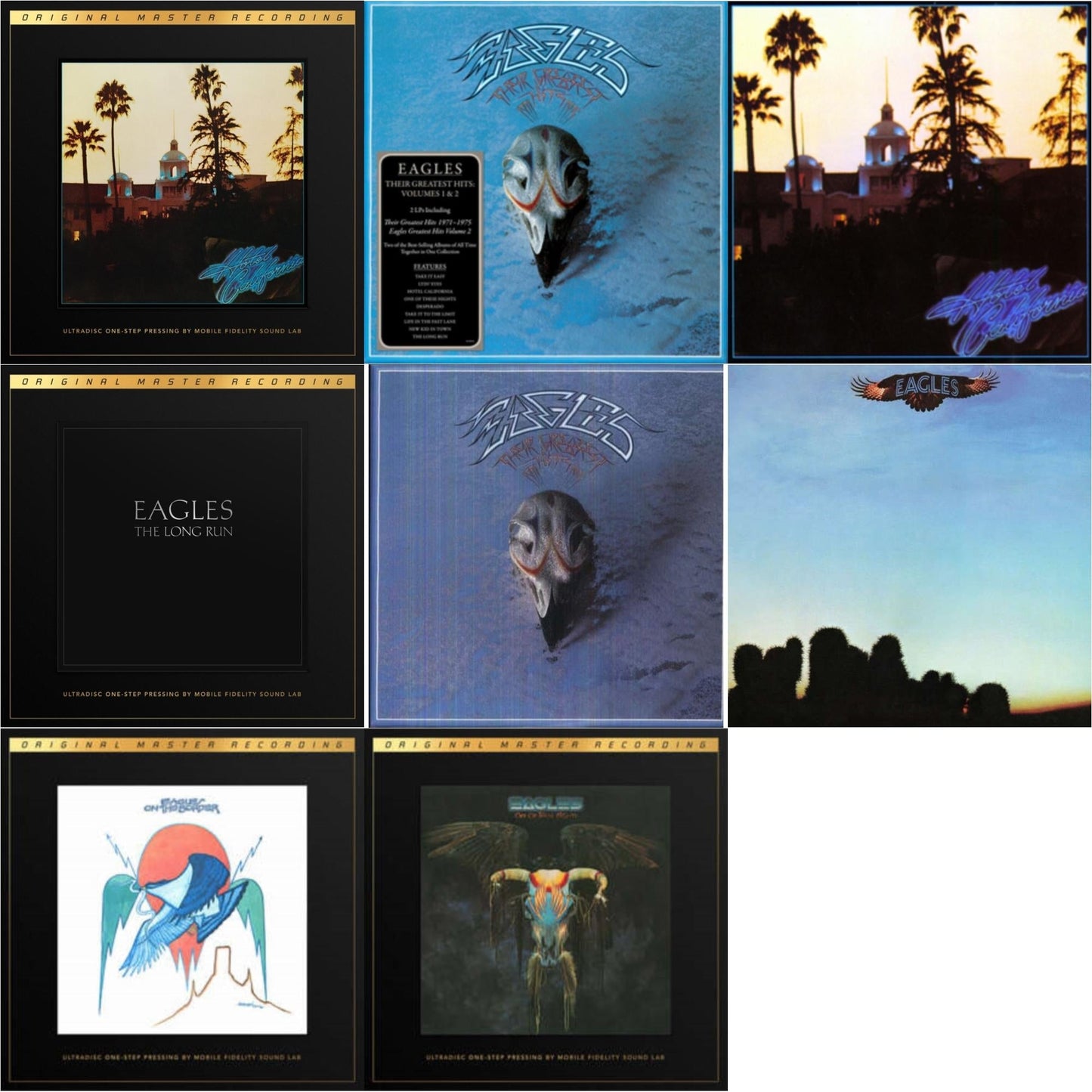 Eagles - Their Greatest Hits Vol.1 & 2 (2LP/180G) & Hotel California & Eagles & Their Greatest Hits 1971-1975 & On The Border (2LP/180G/45RPM Supervinyl Ultradisc One-Step/Original Masters/Limited/Numbered) & One Of These Nights (2LP/180G/45RPM