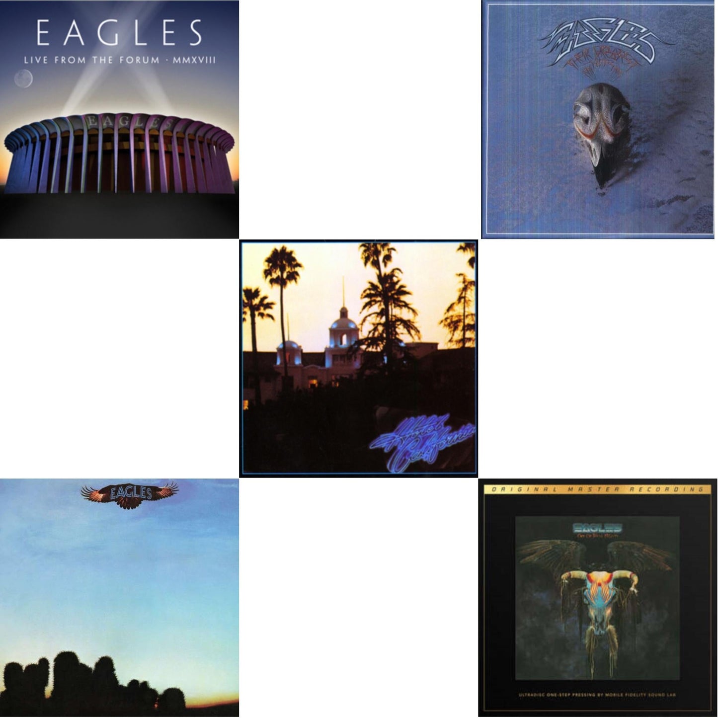 Eagles - Hotel California & Eagles & Their Greatest Hits 1971-1975 & Live From The Forum Mmxviii (4LP/180G) & One Of These Nights (2LP/180G/45RPM Supervinyl Ultradisc One-Step/Original Masters/Limited/Numbered)
