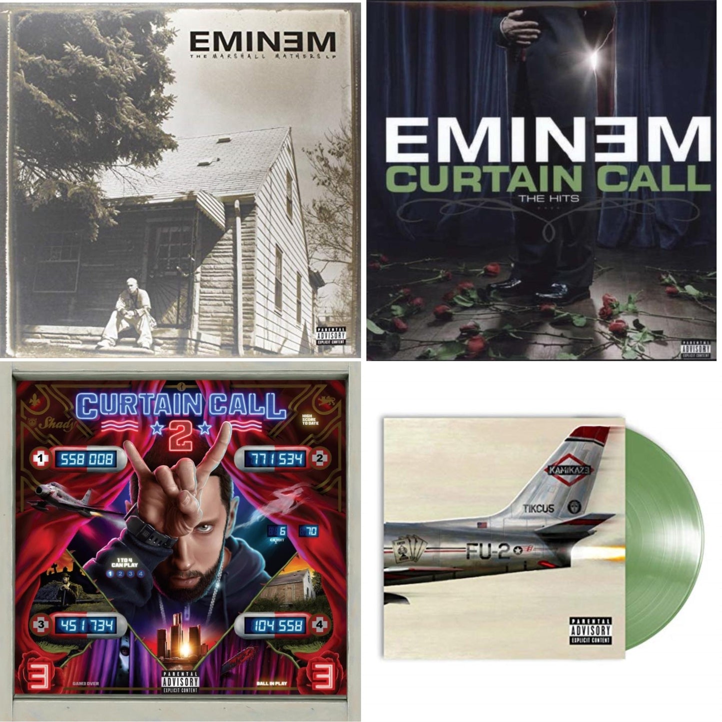 Eminem - Curtain Call 2 (2LP) & Curtain Call: Hits & Kamikaze (Opaque Olive Green LP Vinyl/Gatefold Jacket) & Marshall Mathers LP