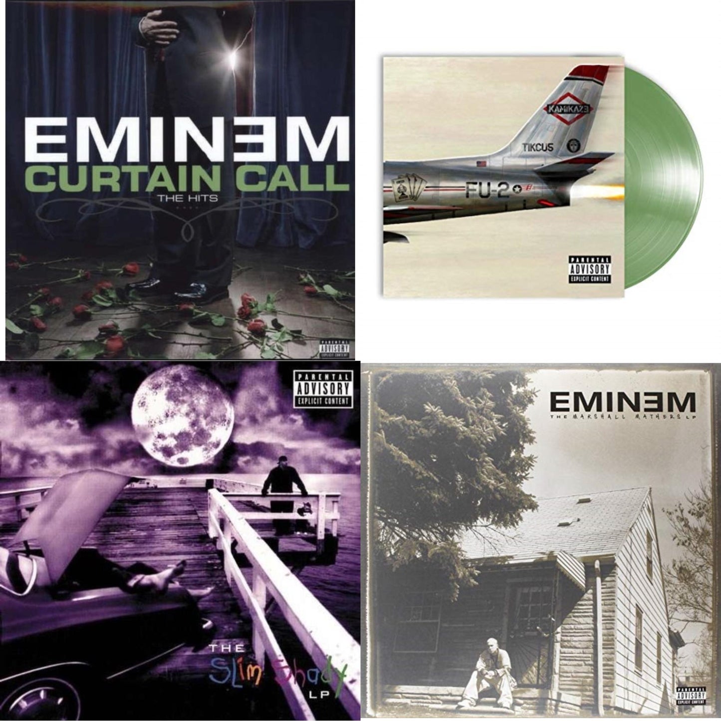 Eminem - Curtain Call: Hits & Kamikaze (Opaque Olive Green LP Vinyl/Gatefold Jacket) & Slim Shady LP & Marshall Mathers LP