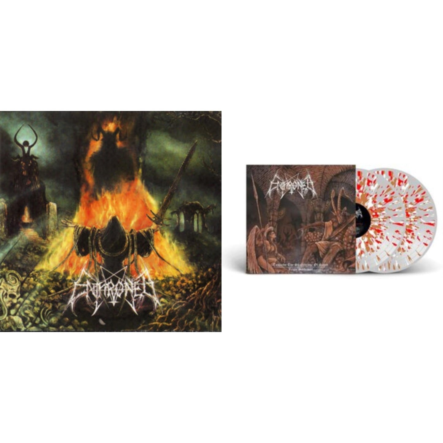 Enthroned - Prophecies Of Pagen Fire (2LP/Clear Vinyl With Red/Yellow/Black Splatter Vinyl) & Towards The Skullthrone / Regie Sathanas (Clear LP Vinyl With Brown/Red/White Splatter LP Vinyl)