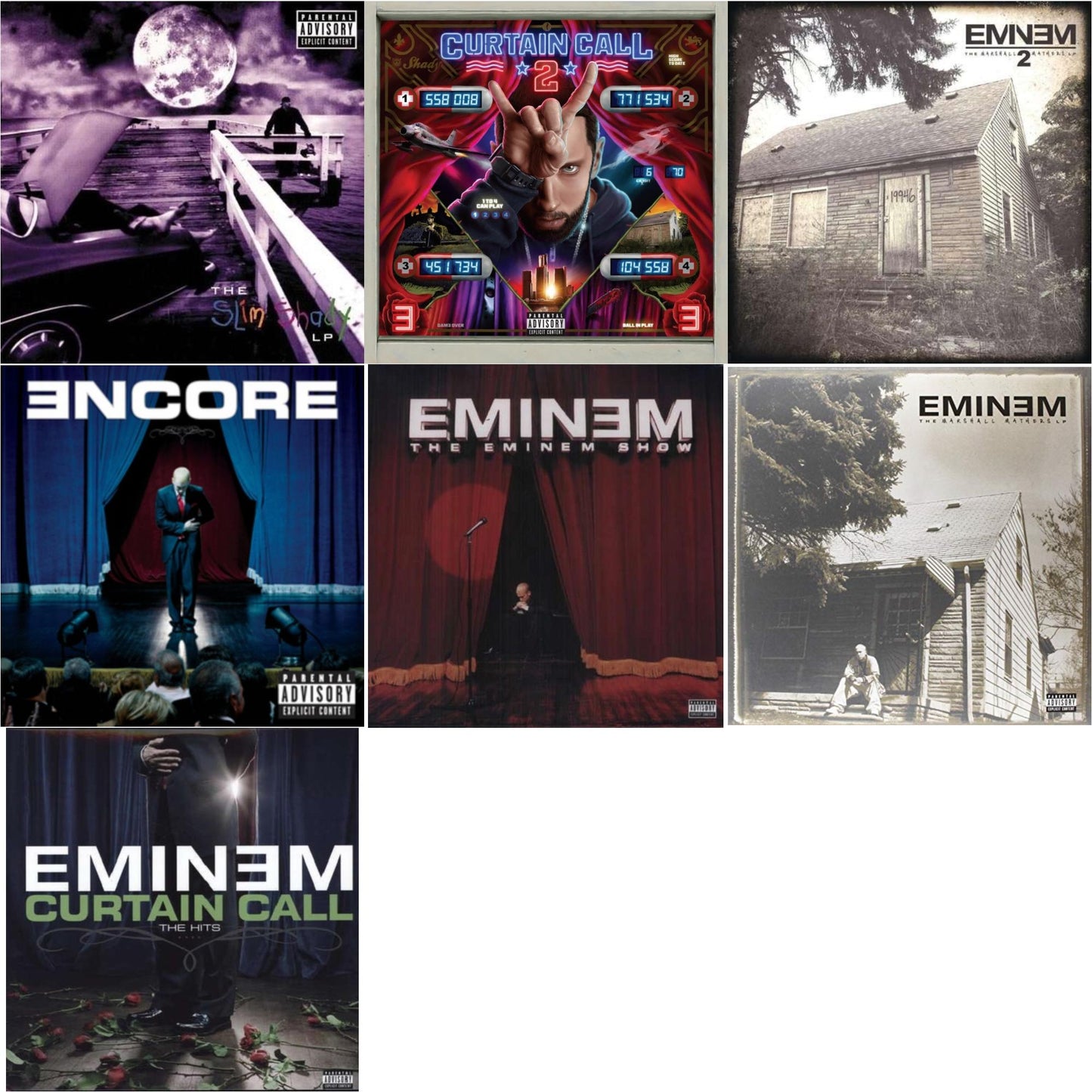 Eminem - Curtain Call 2 (2LP) & Encore & Curtain Call: Hits & Marshall Mathers LP 2 & Slim Shady LP & Marshall Mathers LP & Eminem Show