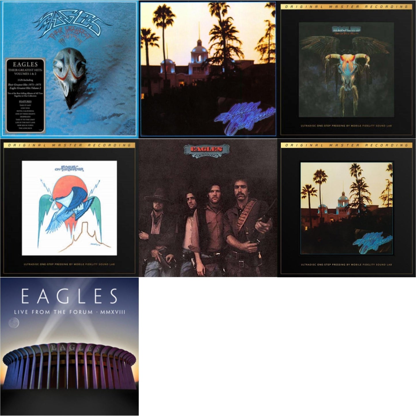 Eagles - Their Greatest Hits Vol.1 & 2 (2LP/180G) & Hotel California & Desperado & Live From The Forum Mmxviii (4LP/180G) & On The Border (2LP/180G/45RPM Supervinyl Ultradisc One-Step/Original Masters/Limited/Numbered) & One Of These Nights