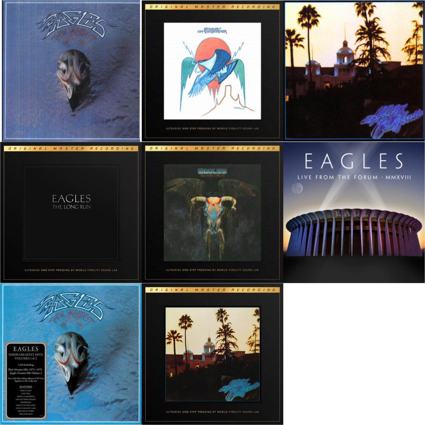 Eagles - Their Greatest Hits Vol.1 & 2 (2LP/180G) & Hotel California & Their Greatest Hits 1971-1975 & Live From The Forum Mmxviii (4LP/180G) & On The Border (2LP/180G/45RPM Supervinyl Ultradisc One-Step/Original Masters/Limited/Numbered) & One Of