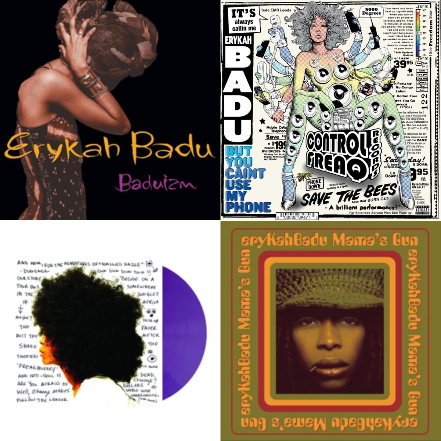 Erykah Badu - Worldwide Underground (Purple LP Vinyl) & But You Caint Use My Phone (Purple LP Vinyl) & Baduizm & Mama's Gun