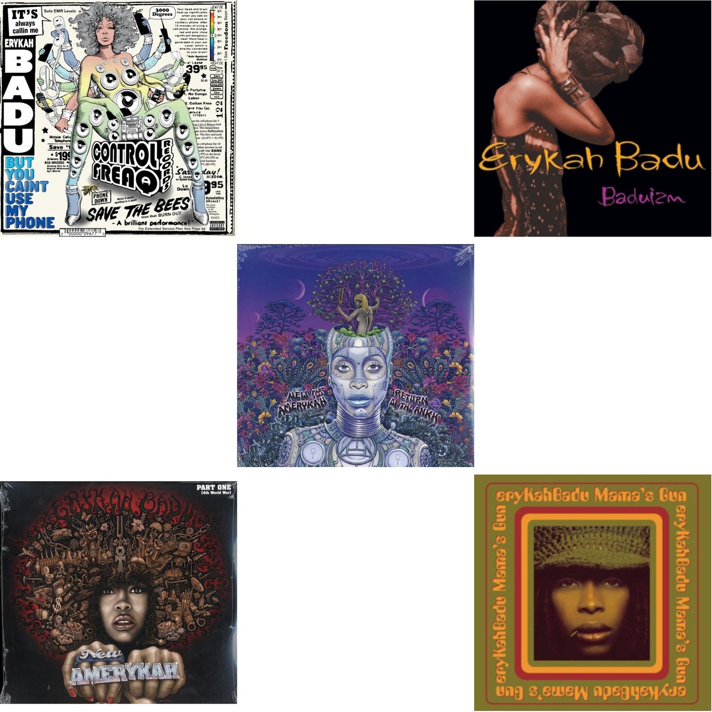 Erykah Badu - But You Caint Use My Phone (Purple LP Vinyl) & New Amerykah Part 1: 4Th World War & New Amerykah Part 2: Return Of Ankh & Baduizm & Mama's Gun