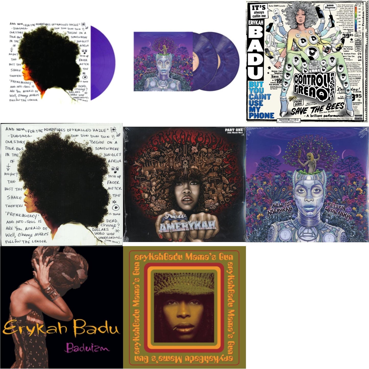 Erykah Badu - Worldwide Underground (Purple LP Vinyl) & New Amerykah Part Two (Return Of The Ankh) (Violet Vinyl/2LP) & But You Caint Use My Phone (Purple LP Vinyl) & Worldwide Underground & New Amerykah Part 1: 4Th World War & New Amerykah Part 2: