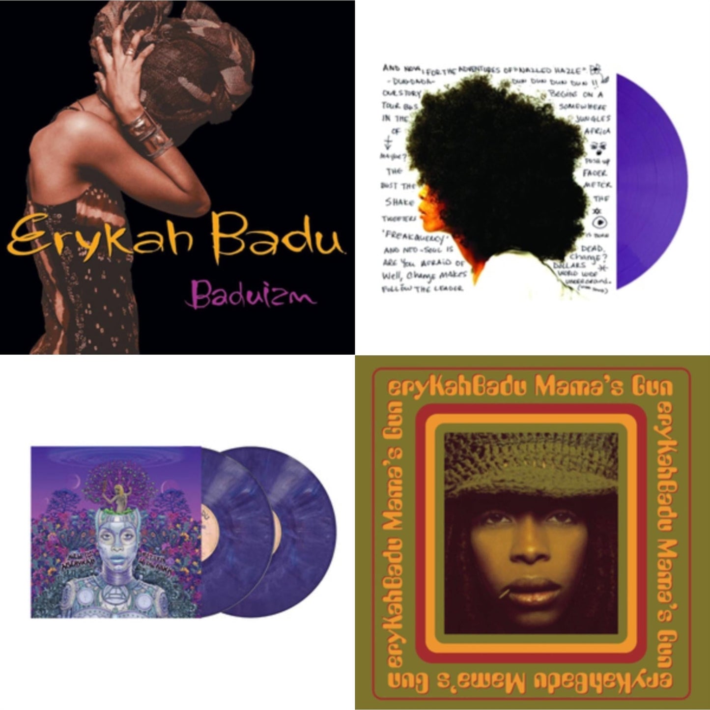 Erykah Badu - Baduizm & Worldwide Underground (Purple LP Vinyl) & New Amerykah Part Two (Return Of The Ankh) (Violet Vinyl/2LP) & Mama's Gun