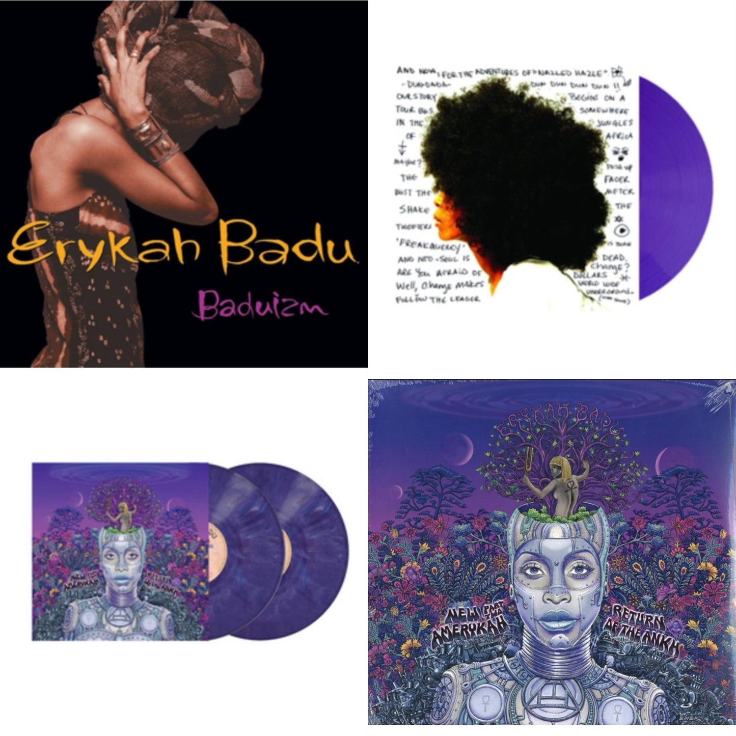 Erykah Badu - Worldwide Underground (Purple LP Vinyl) & New Amerykah Part Two (Return Of The Ankh) (Violet Vinyl/2LP) & New Amerykah Part 2: Return Of Ankh & Baduizm