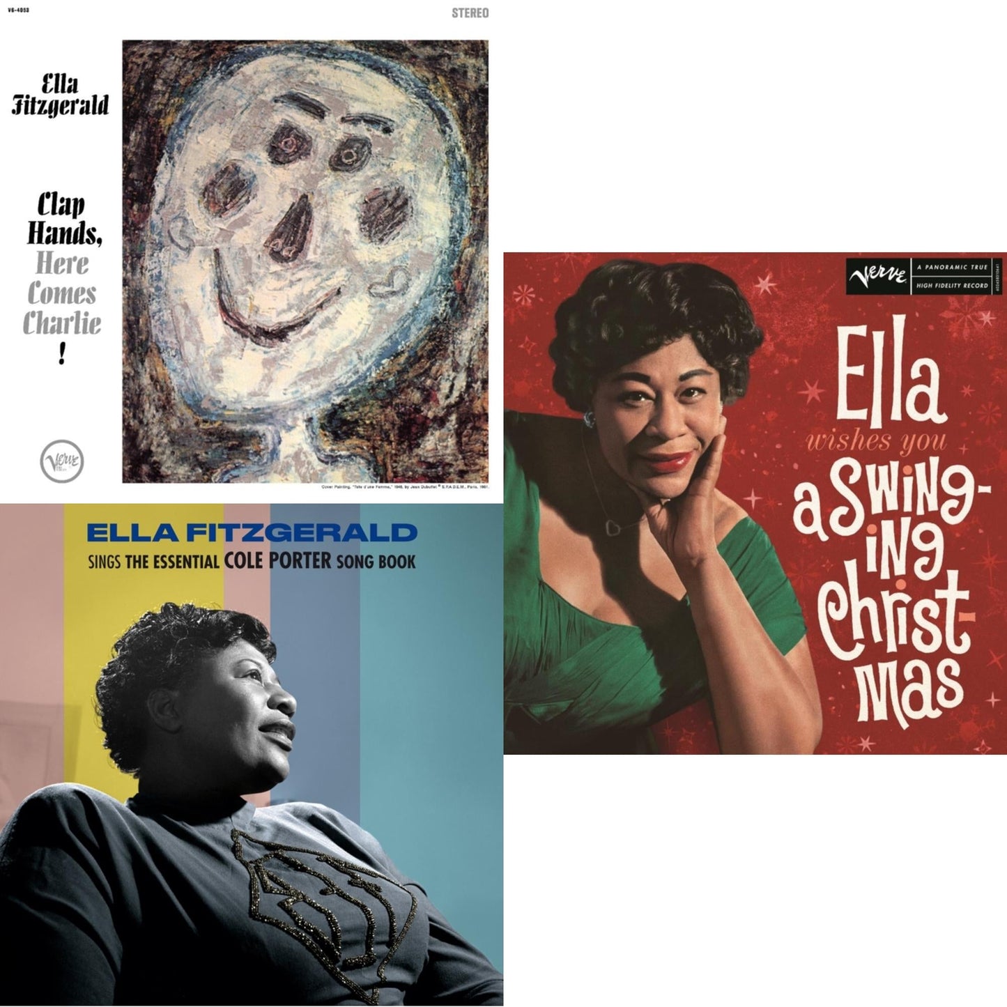 Ella Fitzgerald - Ella Wishes You A Swinging Christmas (Ruby Red LP Vinyl) & Clap Hands, Here Comes Charlie! (Verve Acoustic Sound Series) & Sings The Essential Cole Porter Song Book (Yellow LP Vinyl)