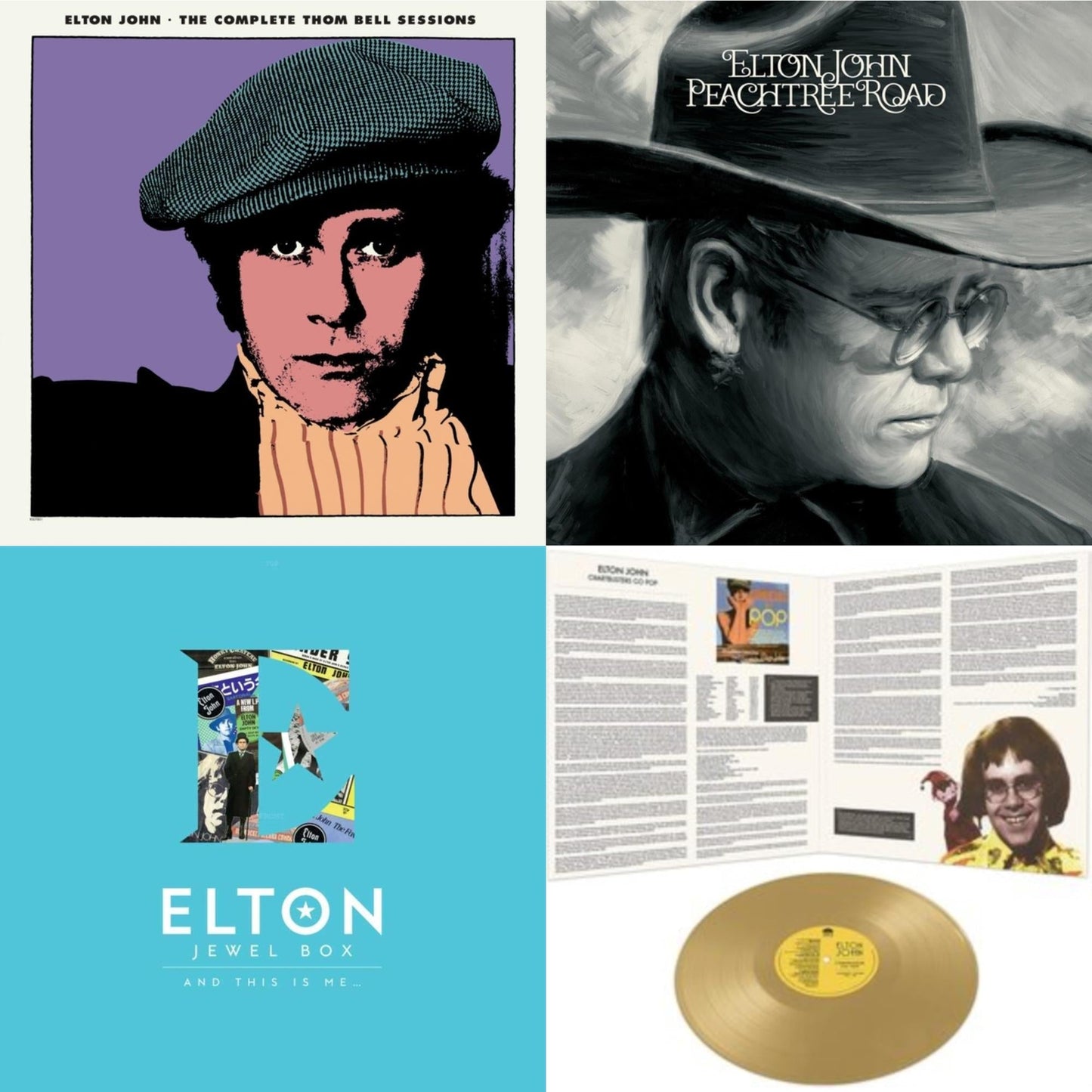 Elton John - Complete Thom Bell Sessions (Ep) (180G/Purple LP Vinyl) & Peachtree Road (2LP) & Jewel Box (2LP - And This Is Me) & Chartbusters Go Pop - Legendary Covers '69 / '70 (Gold LP Vinyl)
