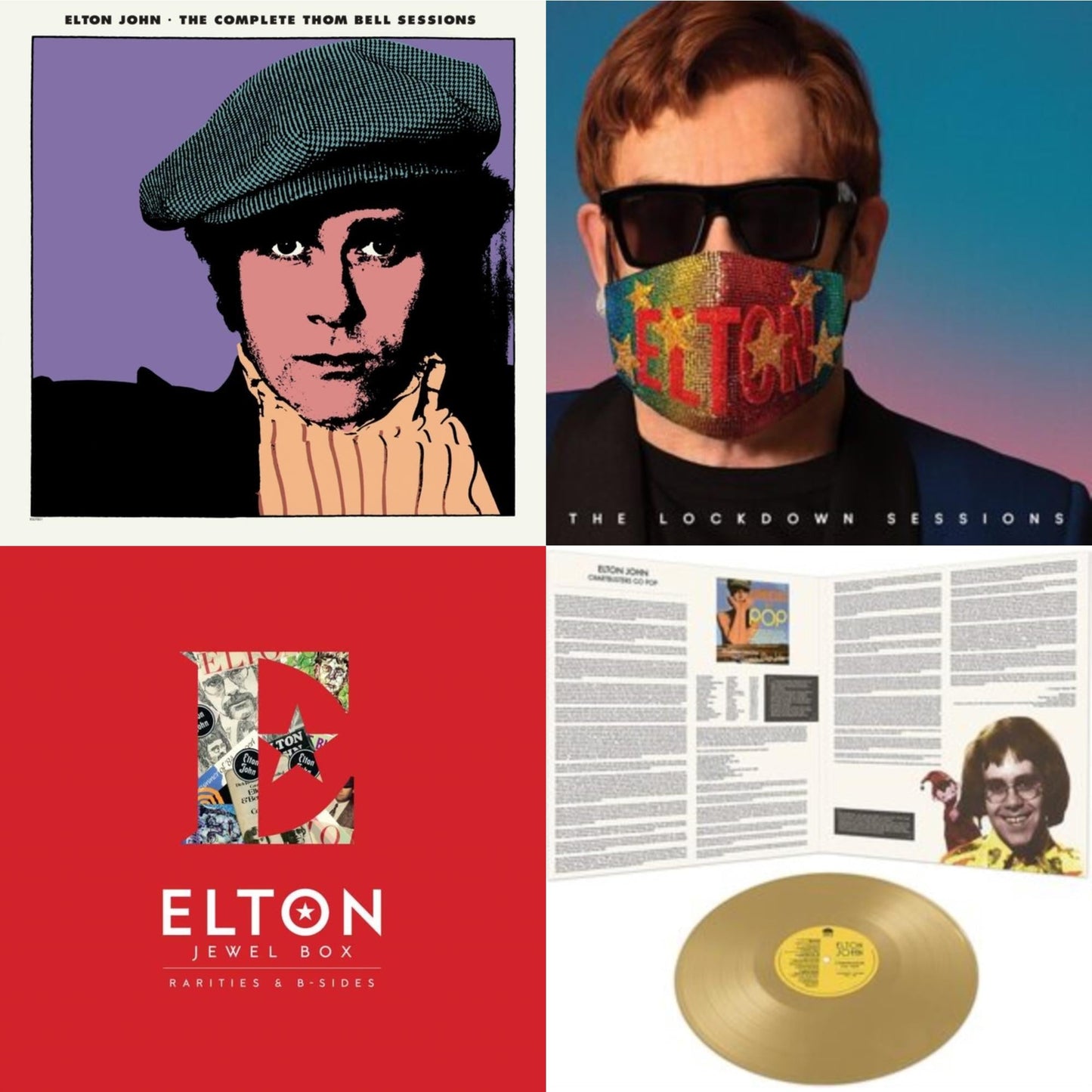 Elton John - Complete Thom Bell Sessions (Ep) (180G/Purple LP Vinyl) & Lockdown Sessions (Blue Vinyl/2LP) (X) & Jewel Box (3LP - Rarities & B-Sides) & Chartbusters Go Pop - Legendary Covers '69 / '70 (Gold LP Vinyl)