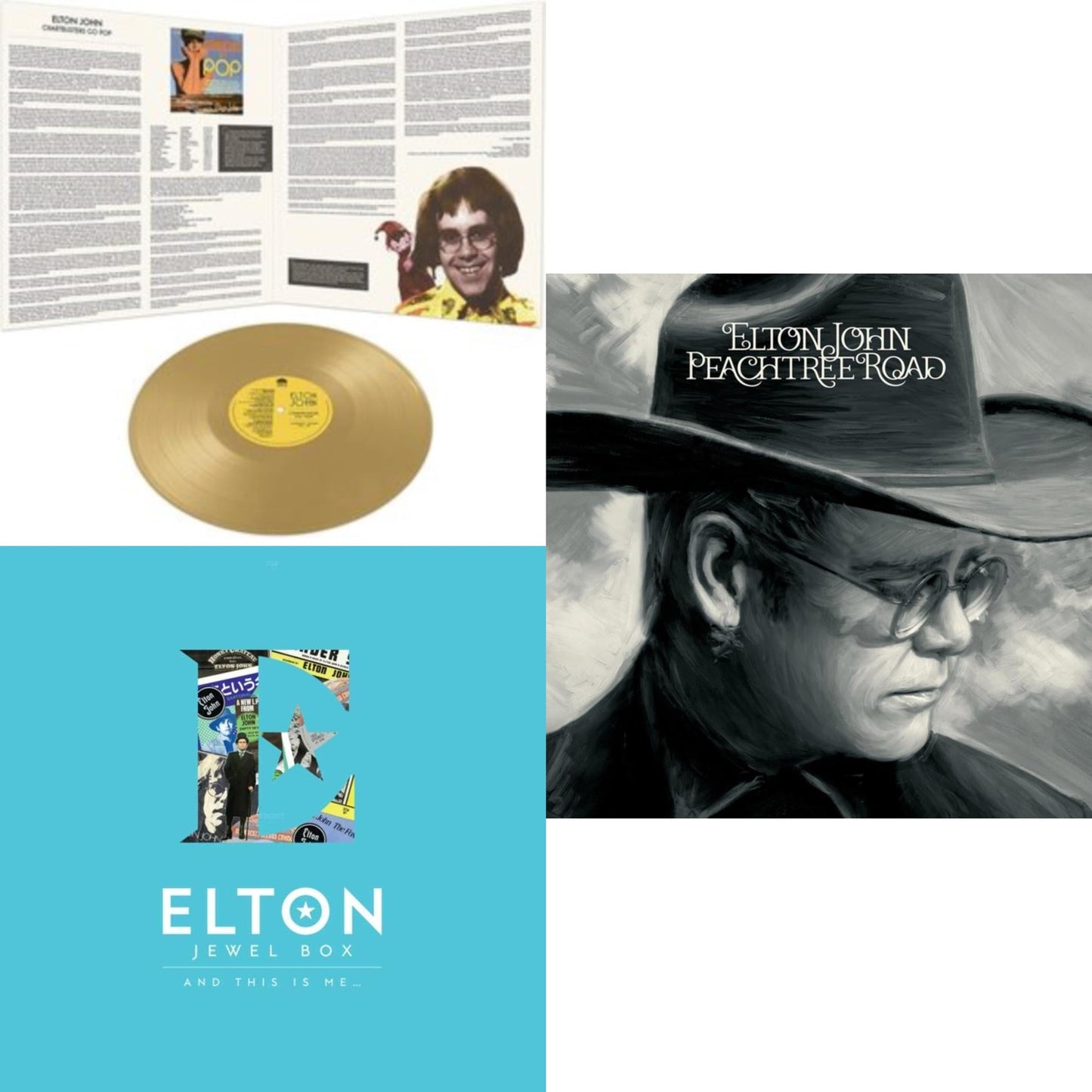Elton John - Peachtree Road (2LP) & Jewel Box (2LP - And This Is Me) & Chartbusters Go Pop - Legendary Covers '69 / '70 (Gold LP Vinyl)