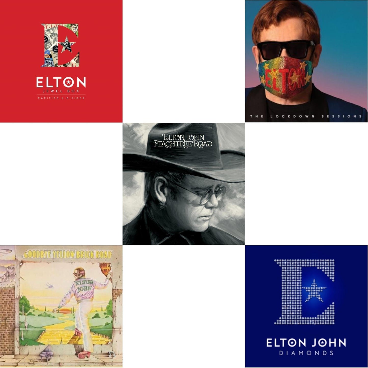 Elton John - Lockdown Sessions (Blue Vinyl/2LP) (X) & Peachtree Road (2LP) & Jewel Box (3LP - Rarities & B-Sides) & Goodbye Yellow Brick Road & Diamonds (2LP)