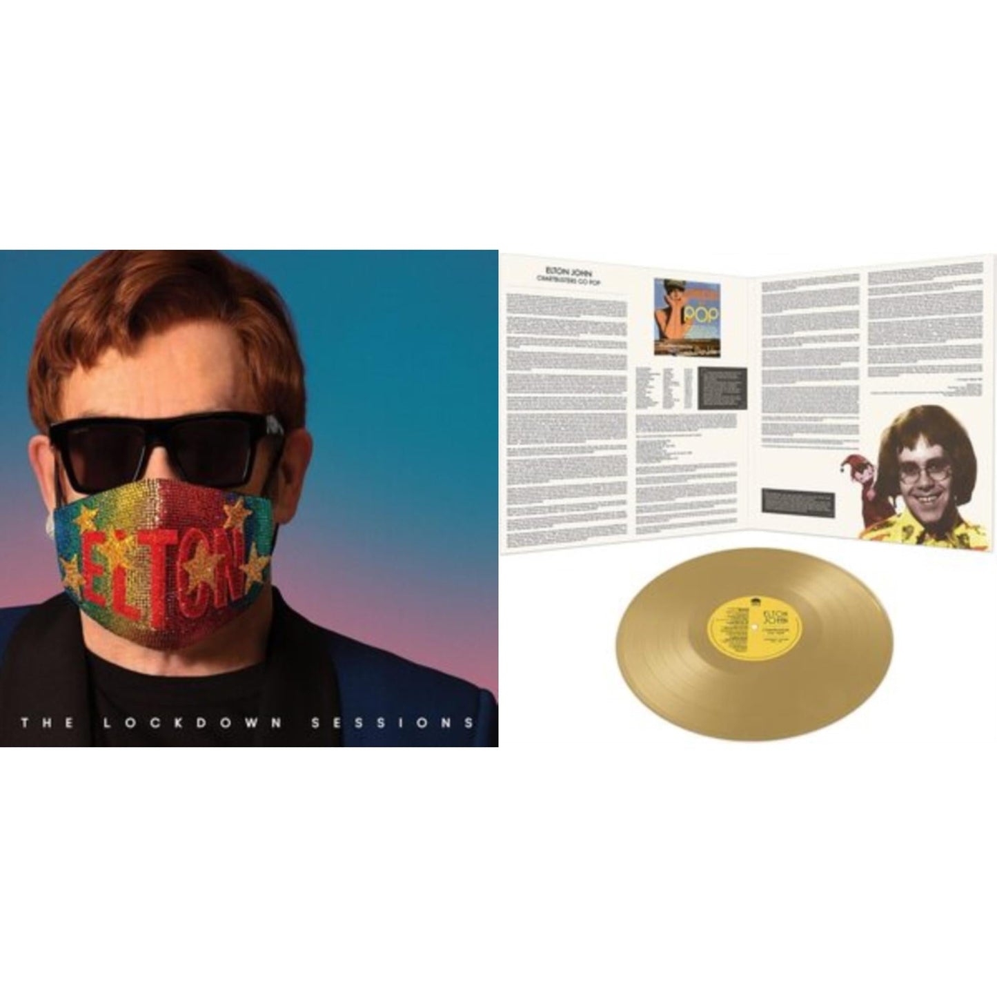 Elton John - Lockdown Sessions (Blue Vinyl/2LP) (X) & Chartbusters Go Pop - Legendary Covers '69 / '70 (Gold LP Vinyl)