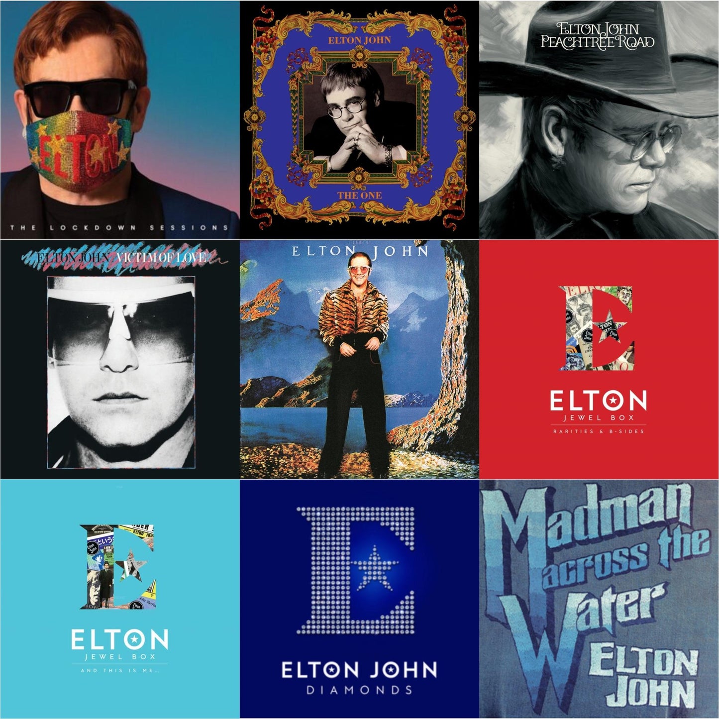 Elton John - Lockdown Sessions (Blue Vinyl/2LP) (X) & One (2LP) & Peachtree Road (2LP) & Victim Of Love & Caribou (50Th Anniversary Edition/2LP/Blue Vinyl) & Jewel Box (3LP - Rarities & B-Sides) & Jewel Box (2LP - And This Is Me) & Diamonds (2LP) &