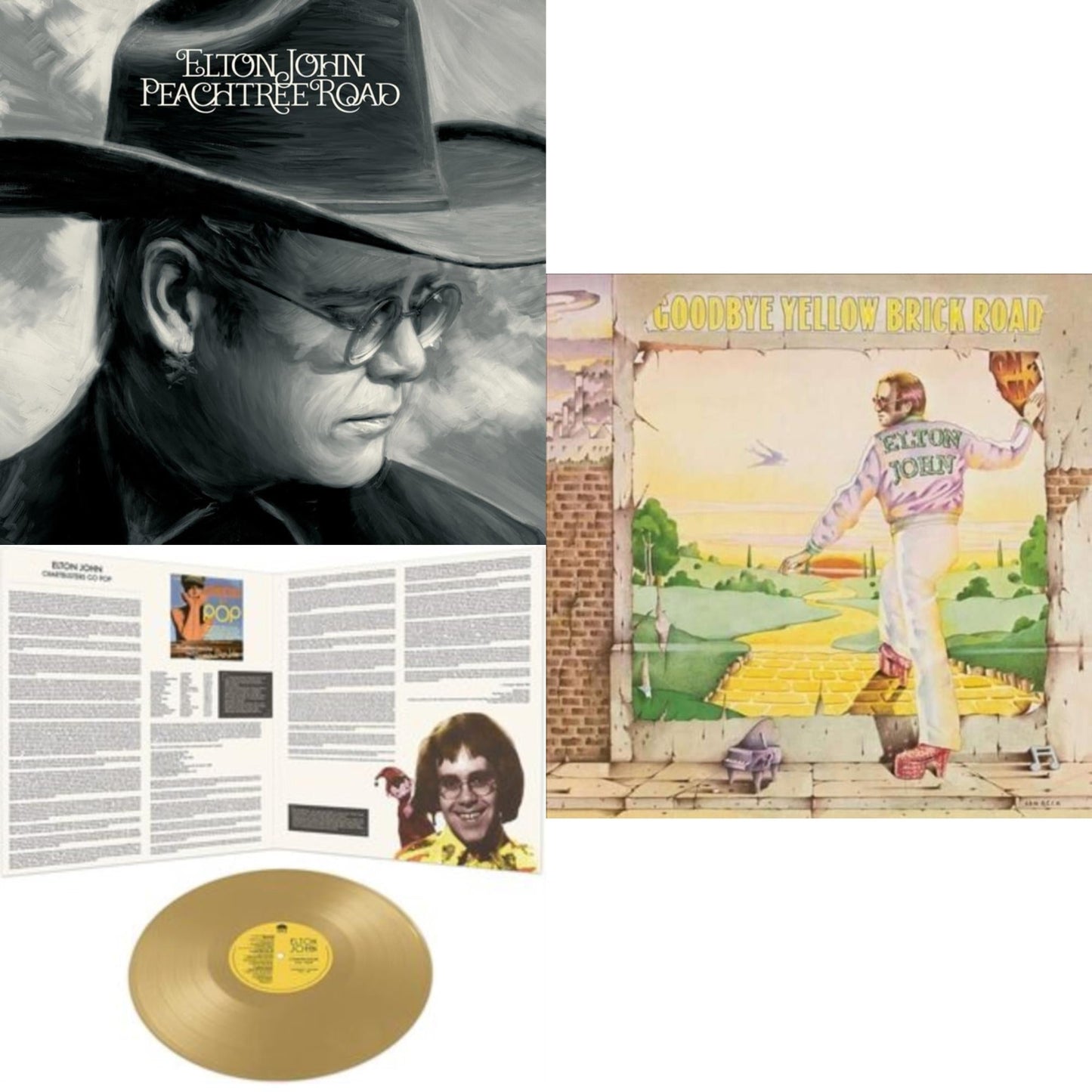 Elton John - Peachtree Road (2LP) & Goodbye Yellow Brick Road & Chartbusters Go Pop - Legendary Covers '69 / '70 (Gold LP Vinyl)