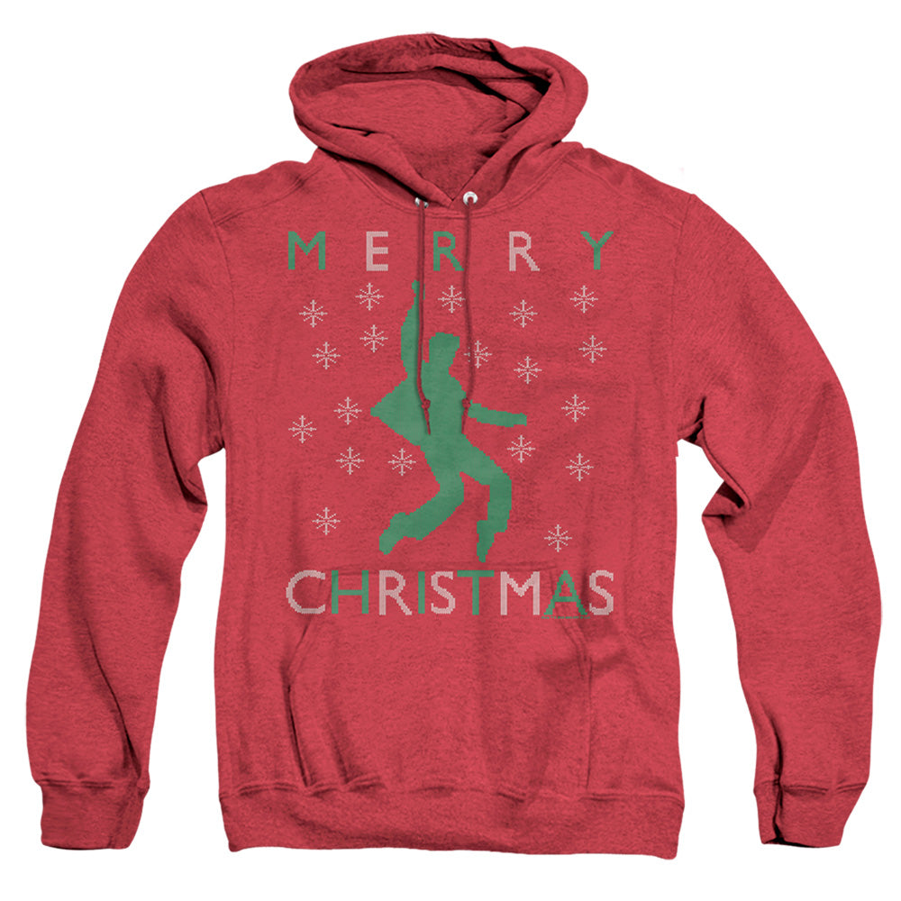 Elvis Dancing Ugly Christmas Heather Mens Hoodie Red Officially Licensed