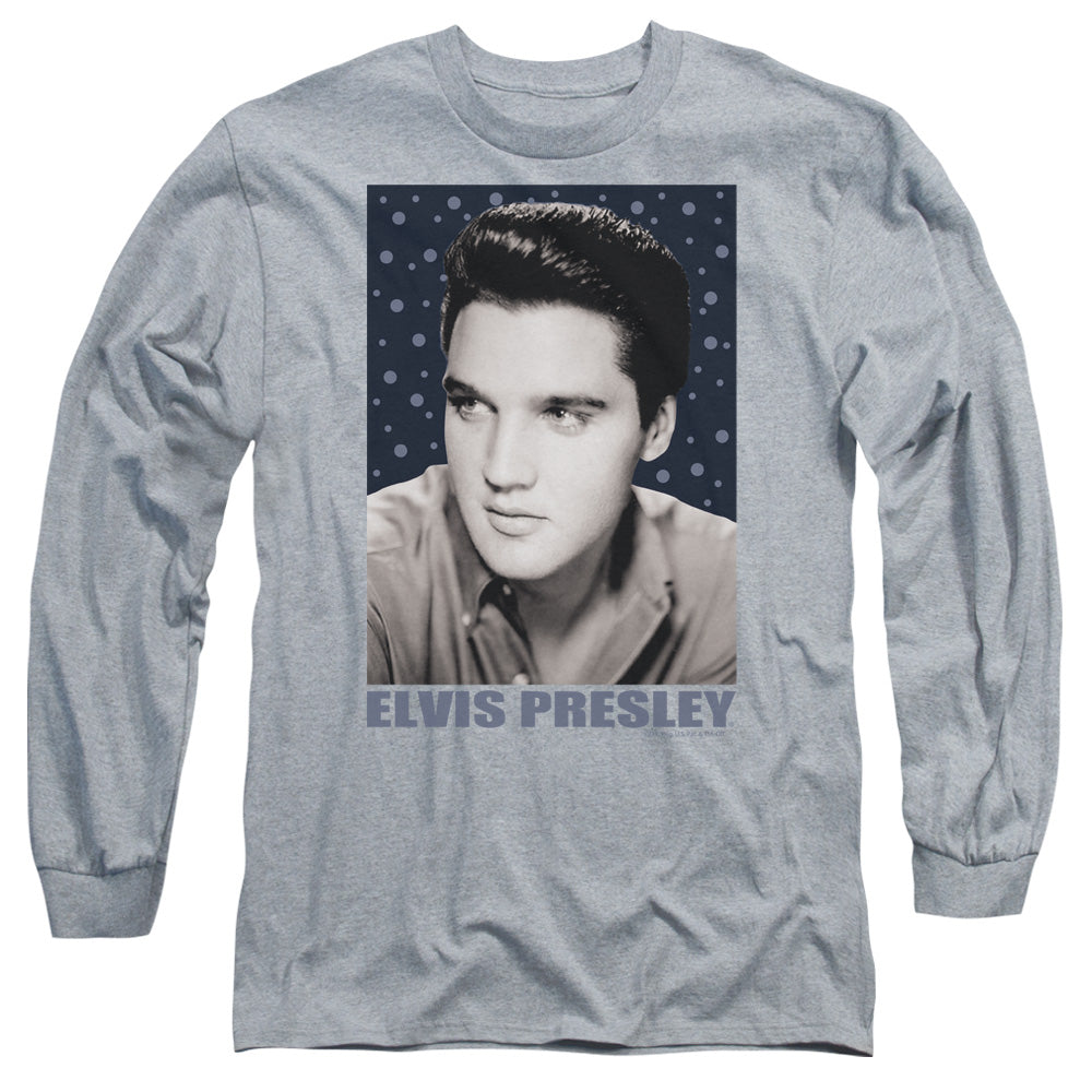 Elvis Presley Blue Sparkle Mens Long Sleeve Shirt Athletic Heather Officially Licensed