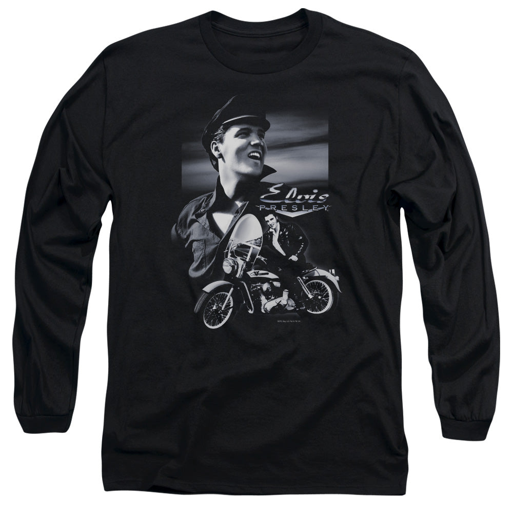 Elvis Presley Motorcycle Mens Long Sleeve Shirt Black Officially Licensed Officially Licensed