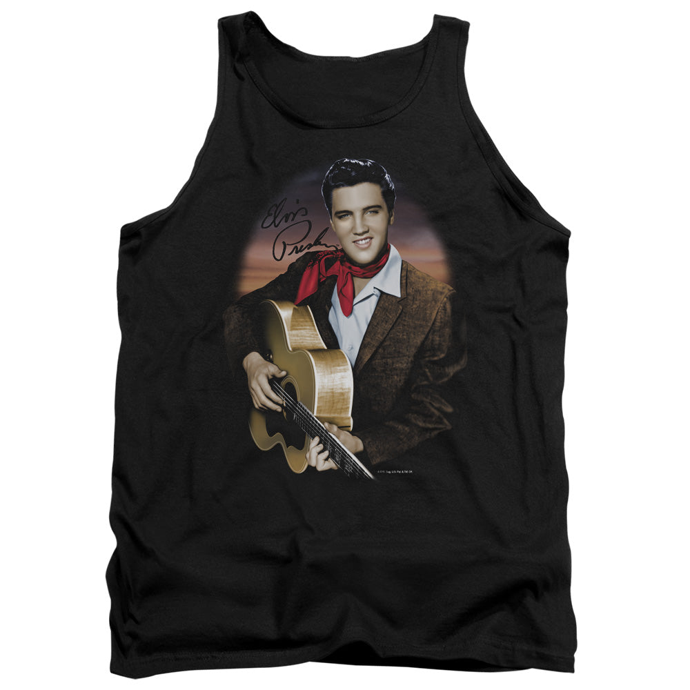 Elvis Presley Red Scarf #2 Mens Tank Top Shirt Black Officially Licensed
