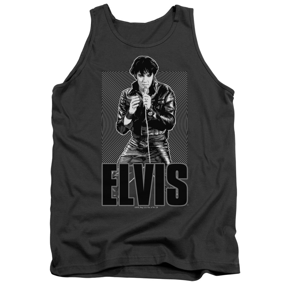 Elvis Presley Leather Mens Tank Top Shirt Charcoal Officially Licensed